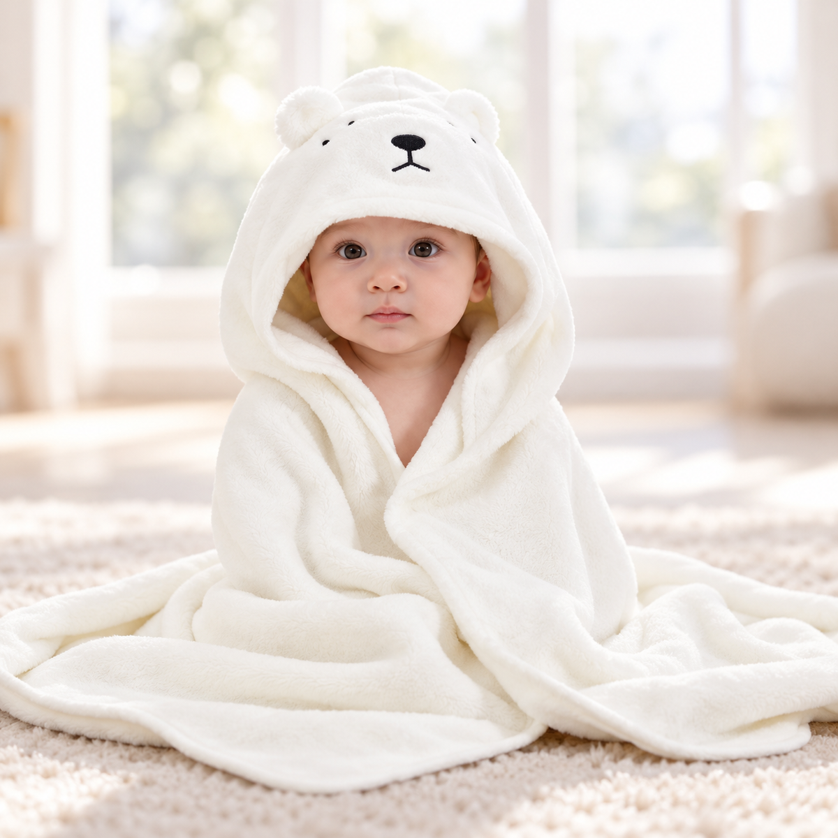 Baby Kapuzenhandtuch mit Tiermotiv – 80 × 80 cm