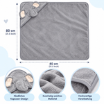 Baby Kapuzenhandtuch mit Tiermotiv – 80 × 80 cm