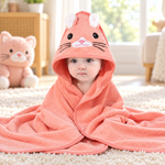 Baby Kapuzenhandtuch mit Tiermotiv – 80 × 80 cm