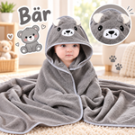 Baby Kapuzenhandtuch mit Tiermotiv – 80 × 80 cm